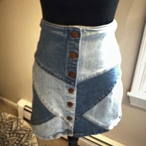 Madewell patch denim skirt retro